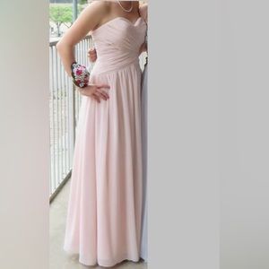 Blush Pink Strapless Bridesmaid Dress